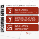 Dates of school return Students return on the 3rd of January