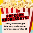 Poster showing details of Popcorn Wednesday!